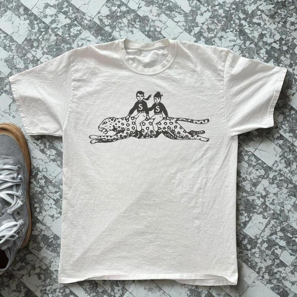 White Graphic Tee With Black Print